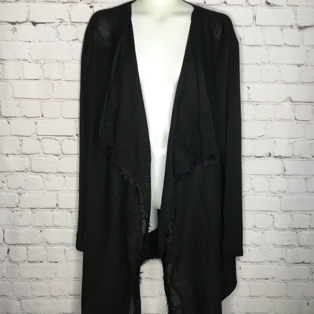 NWT Arianna by Howard's Women's Black‎ Crochet Open Front Cardigan One Size